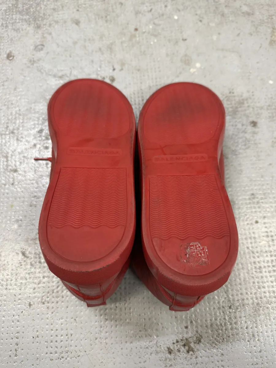 Balenciaga Arena Red High Leather Sneakers - Image 8