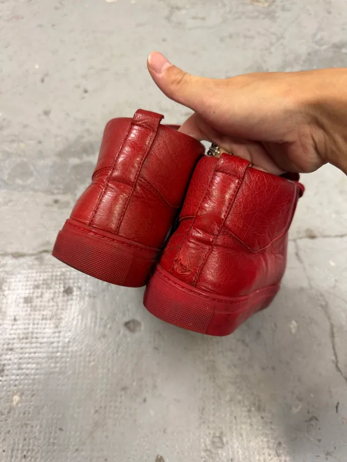 Balenciaga Arena Red Leather High Sneakers - Image 3