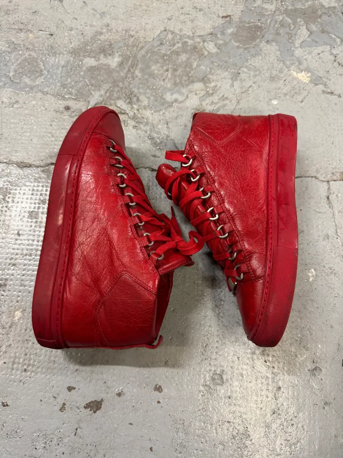 Balenciaga Arena Red Leather High Sneakers - Image 8