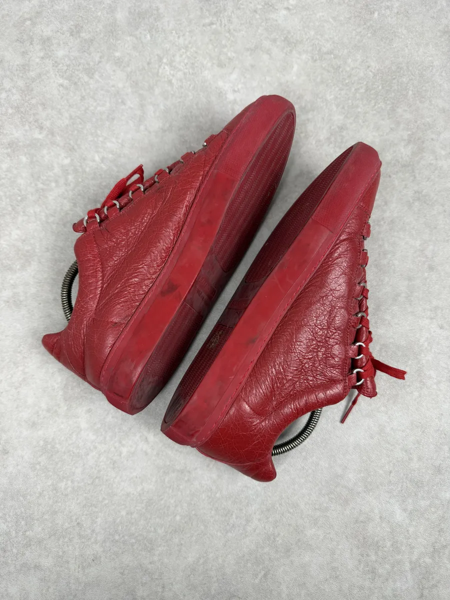 Balenciaga Arena Red Low Leather Sneakers - Image 5