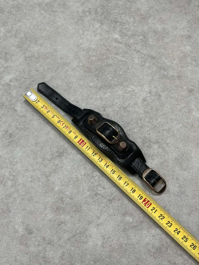 Balenciaga Black Lamb Leather StuddedBracelet - Image 12