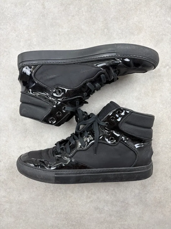 Balenciaga Black Leather High Sneakers - Image 4
