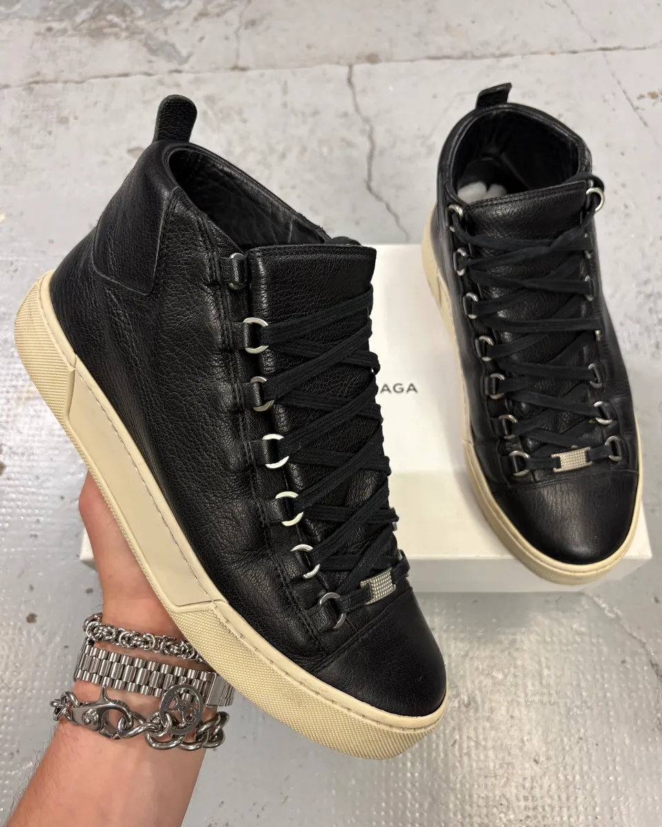 Balenciaga Black Leather High Sneakers