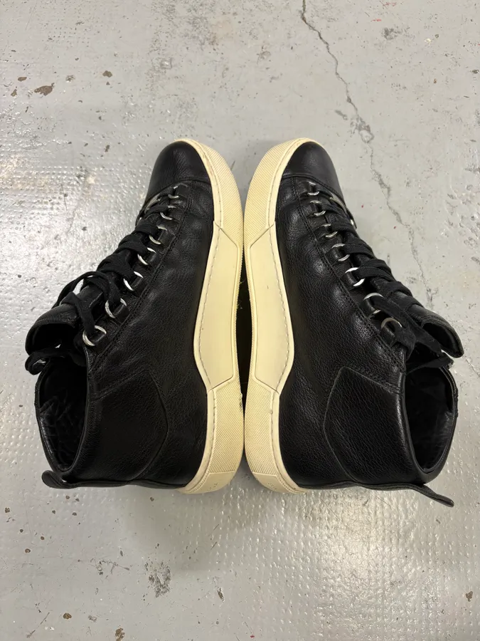 Balenciaga Black Leather High Sneakers - Image 5