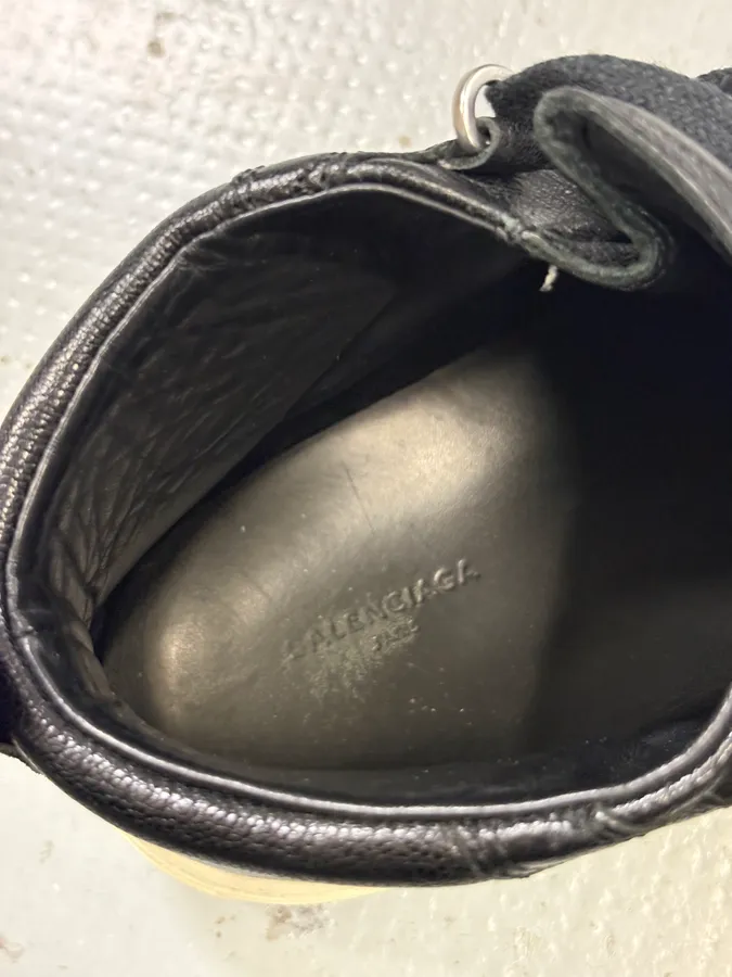 Balenciaga Black Leather High Sneakers - Image 9