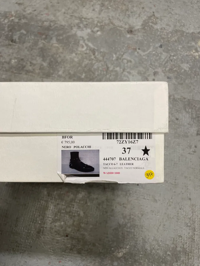 Balenciaga Black Studded High Ankle Leather Boots - Image 13
