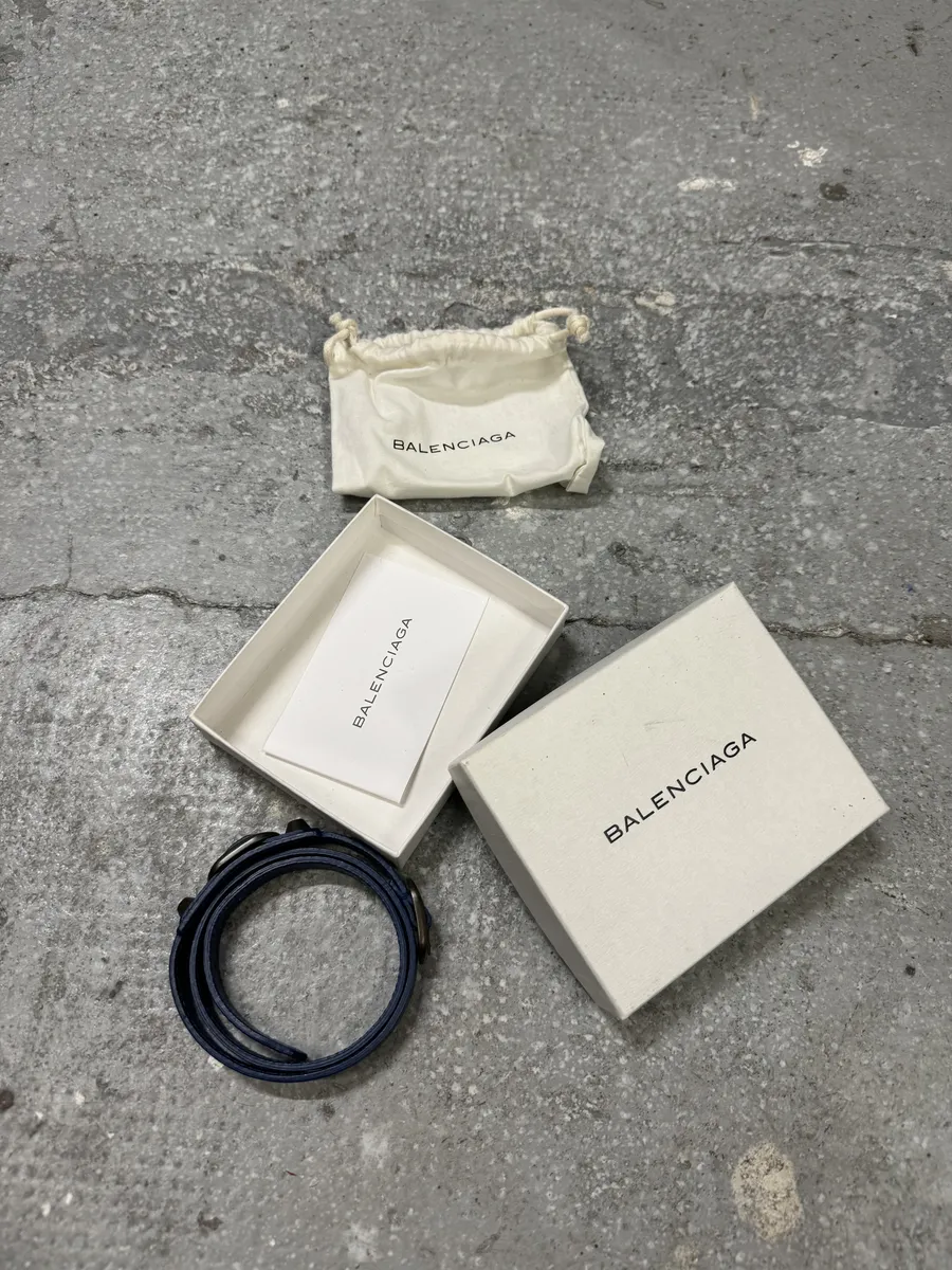 Balenciaga Blue Leather City Armband Bracelet - Image 2