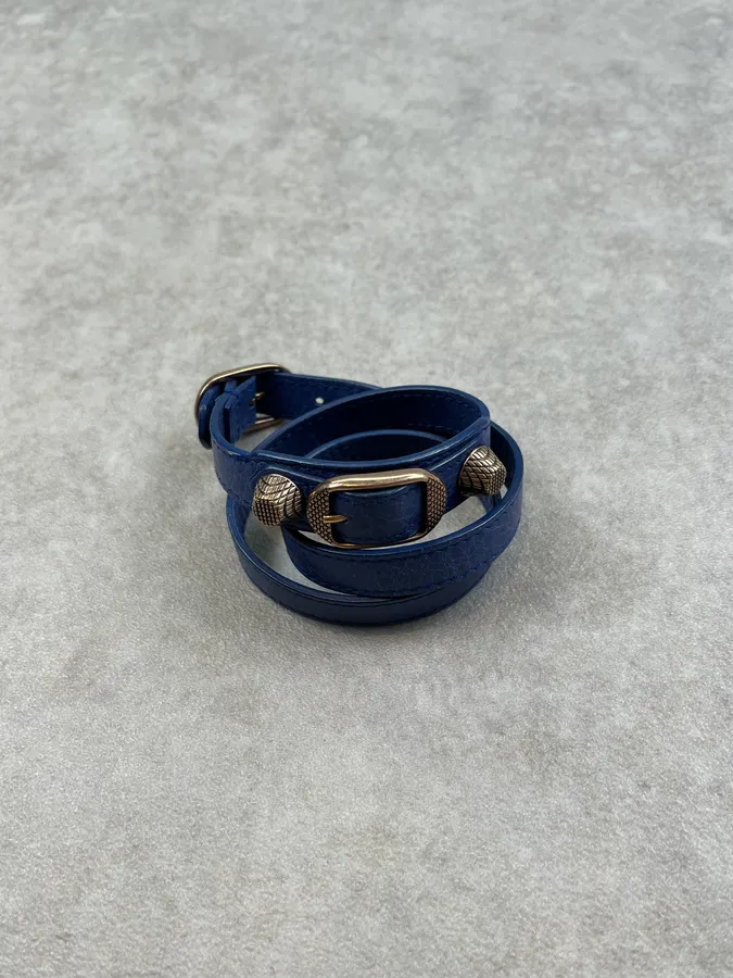Balenciaga Blue Leather Studded Armband Bracelet - Image 4