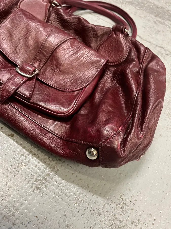 Balenciaga Bordeaux Leather Handle Bag - Image 5