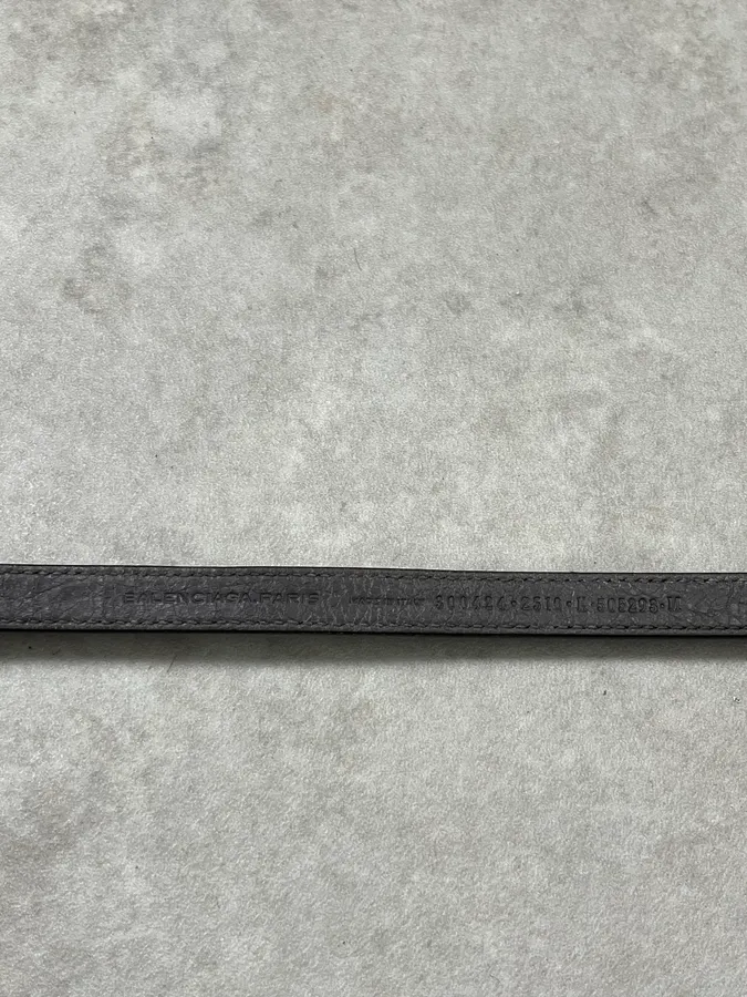 Balenciaga Charcoal Leather Wrap Double Buckle Bracelet - Image 8