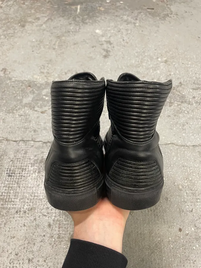 Balenciaga City Black Plissed Leather Suede High Shoes - Image 7