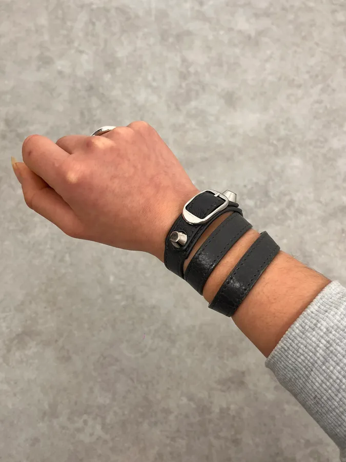 Balenciaga City Black Studded Leather Bracelet