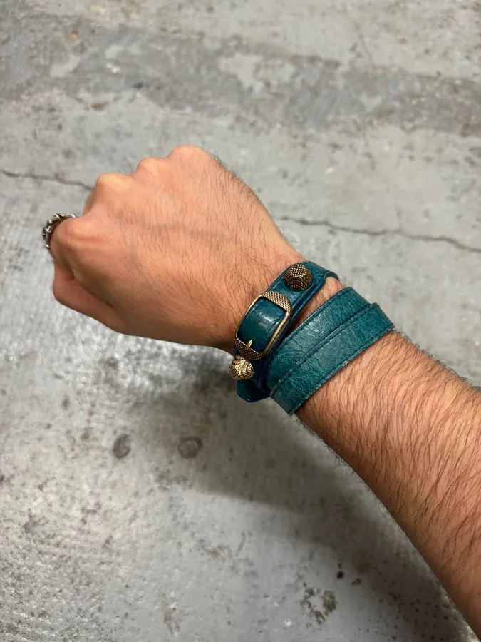 Balenciaga City Blue Studded Armband Bracelet