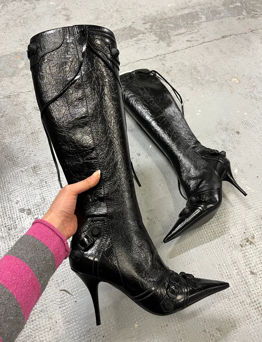 Balenciaga City Cagole 90 Black Heels Boots