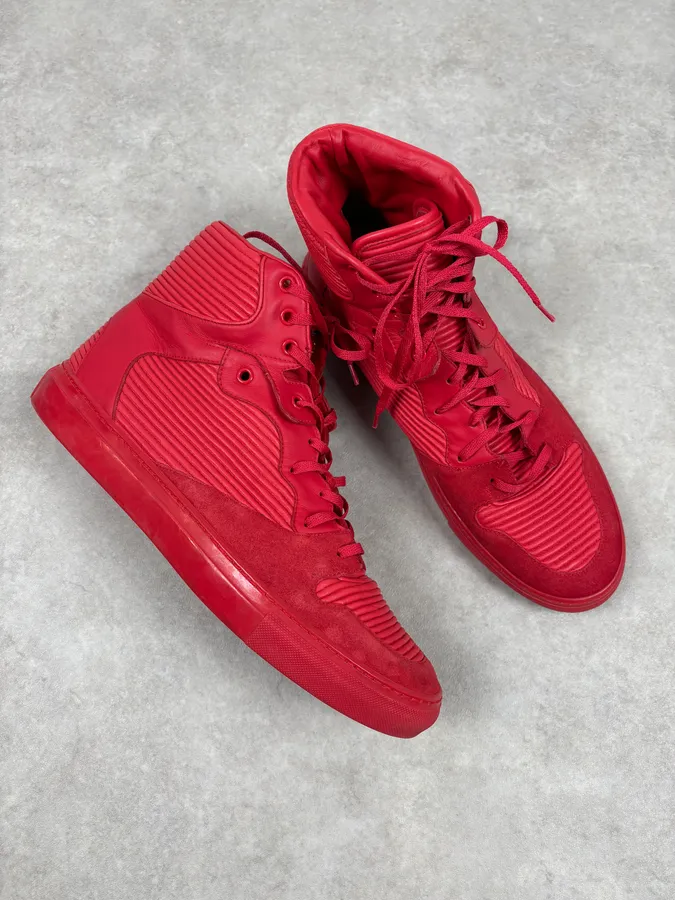 Balenciaga City Red Leather High Sneakers - Image 5