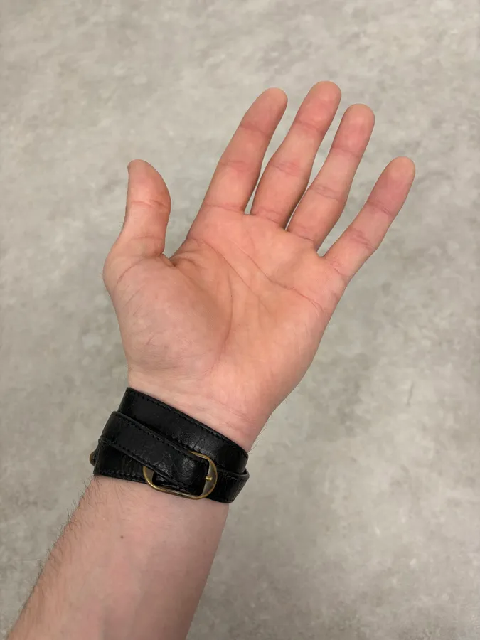 Balenciaga City Studded Black Leather Bracelet - Image 2