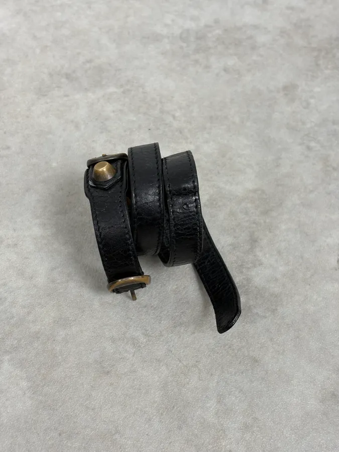 Balenciaga City Studded Black Leather Bracelet - Image 4