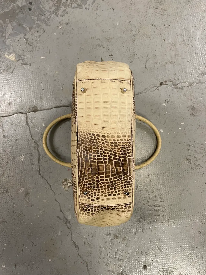 Balenciaga Crocodile Effect Embossed Creamy Leather Bag - Image 4