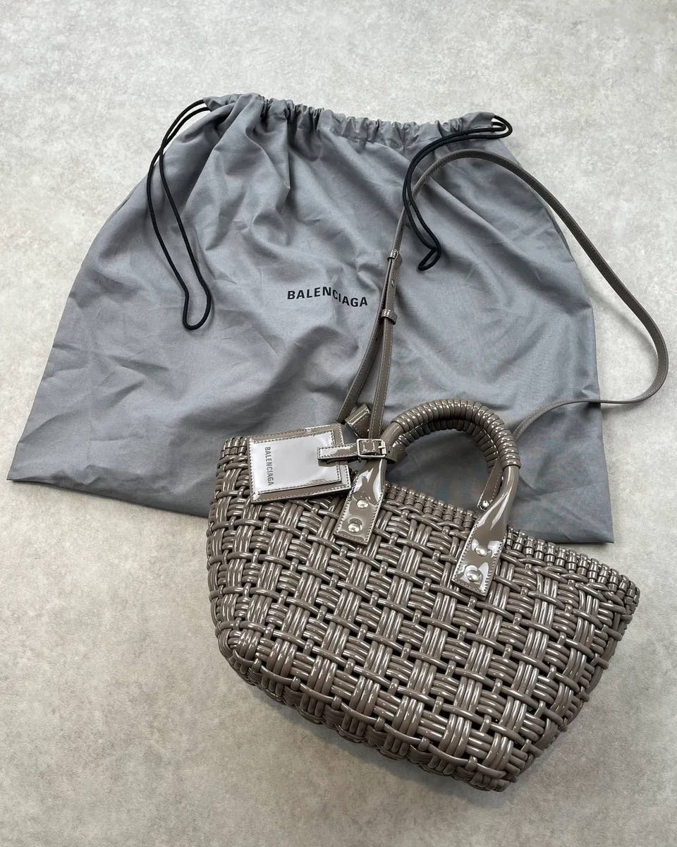 Balenciaga Grey Basket Handle Bag