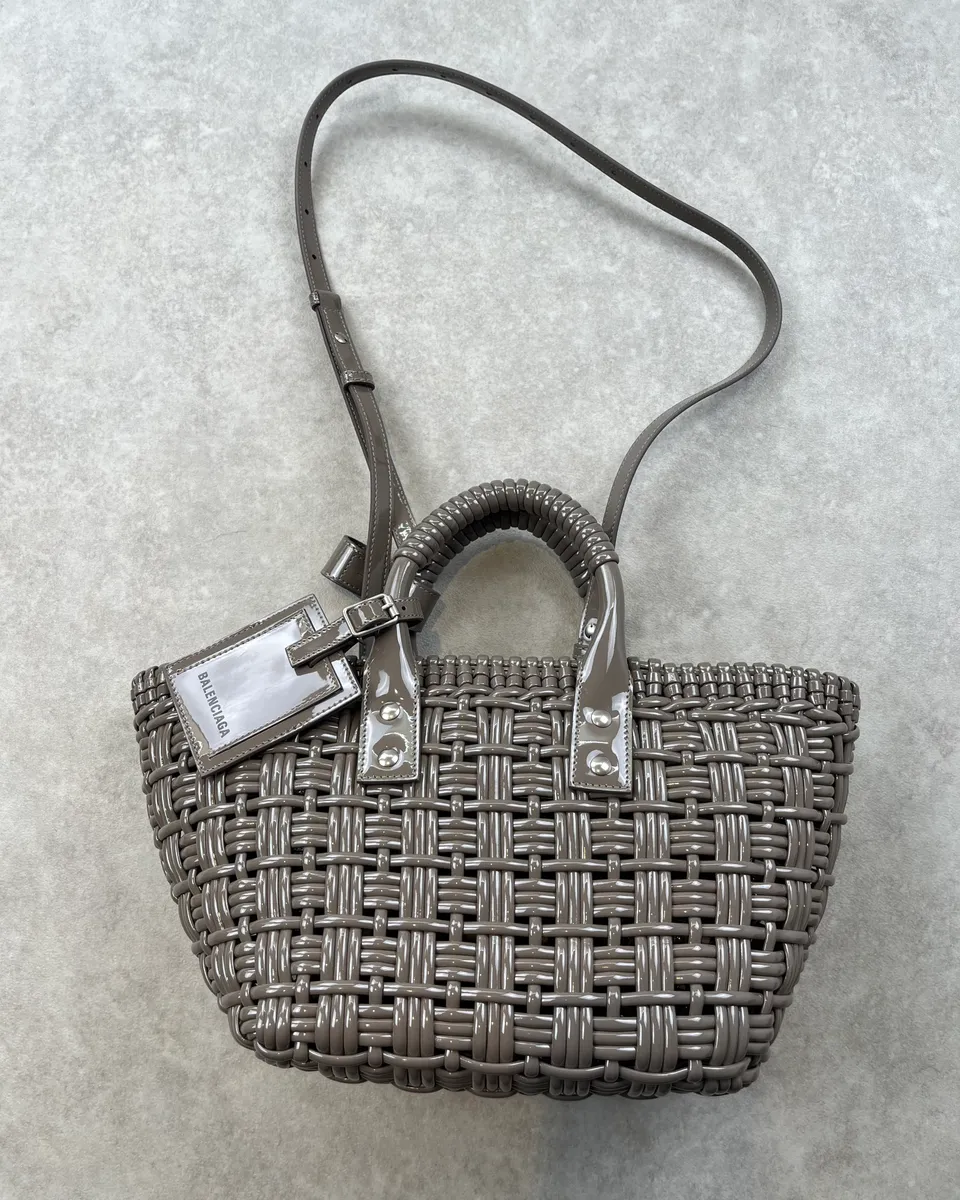 Balenciaga Grey Basket Handle Bag - Image 4