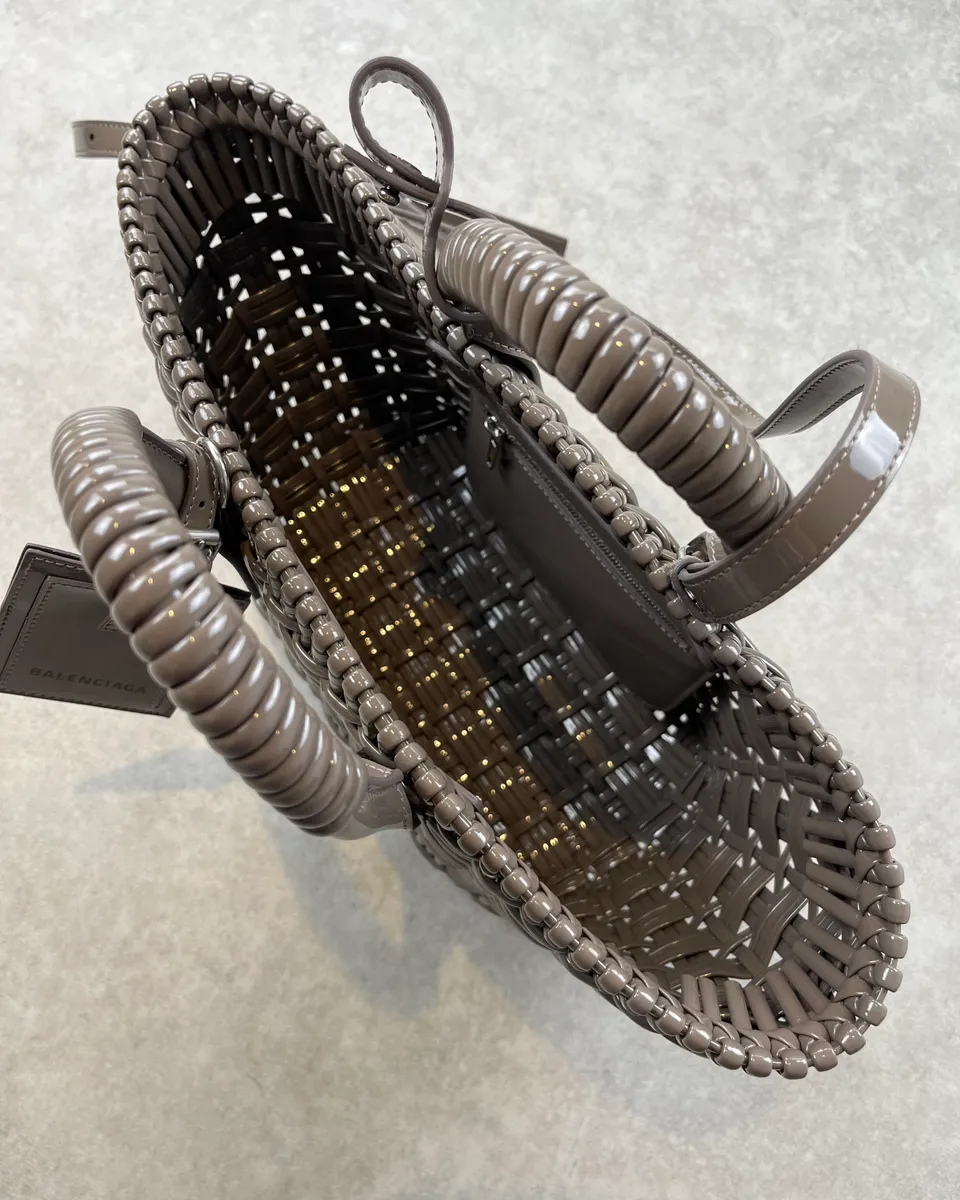 Balenciaga Grey Basket Handle Bag - Image 9