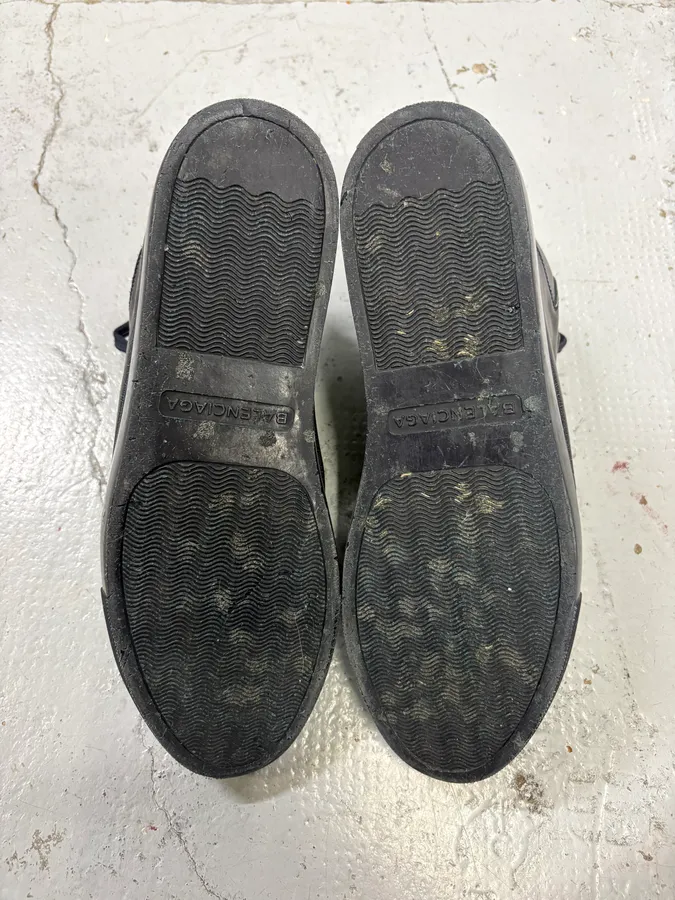 Balenciaga Grey Crackled Effect Leather High-Top Sneakers - Image 7