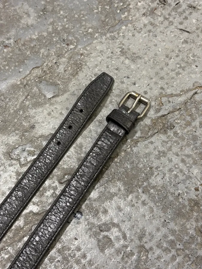 Balenciaga Grey Leather Long Bracelet - Image 4
