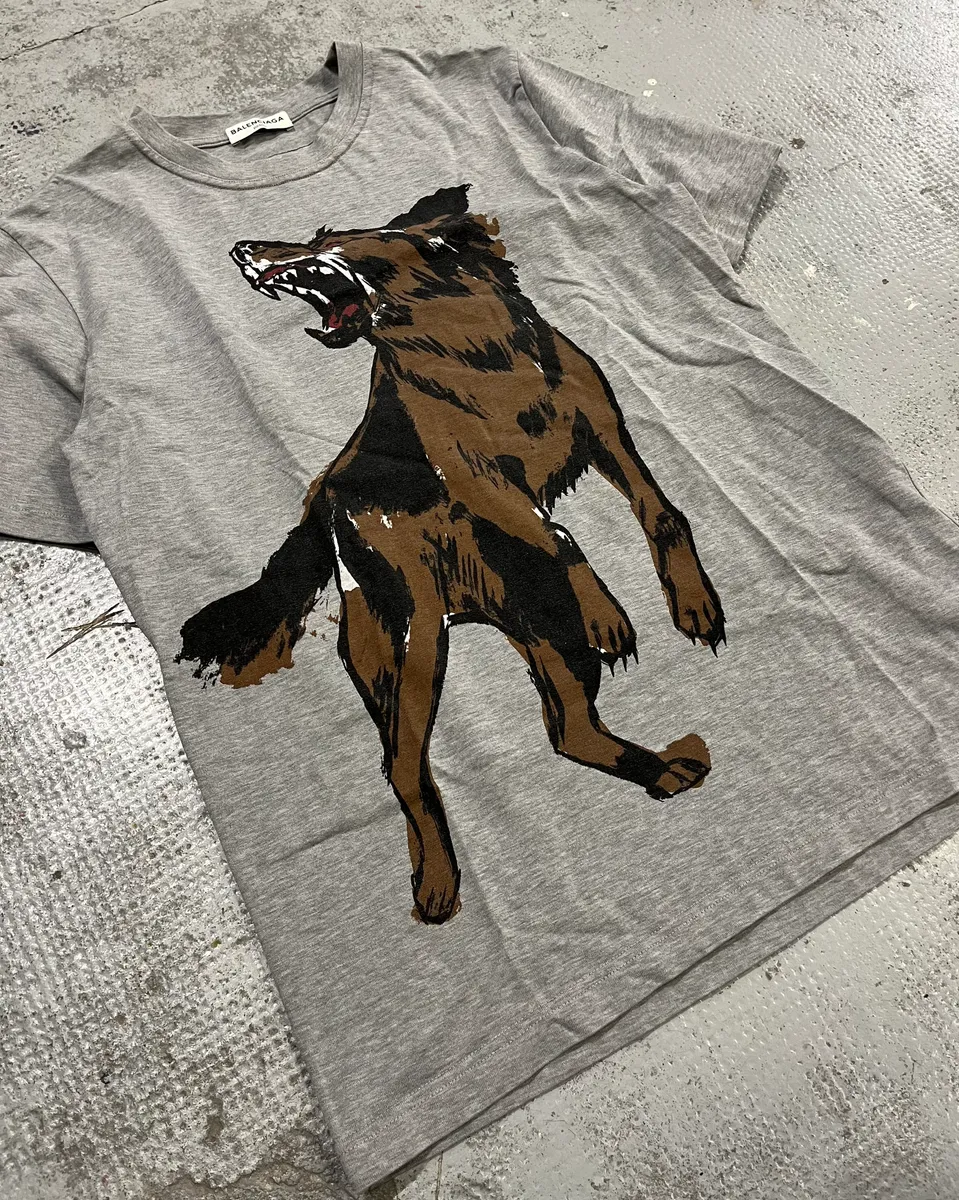 Balenciaga Grey Wolf Graphic T-Shirt - Image 4