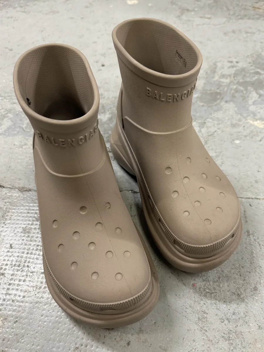 Balenciaga Mid Beige Crocs Platform Shoes - Image 6