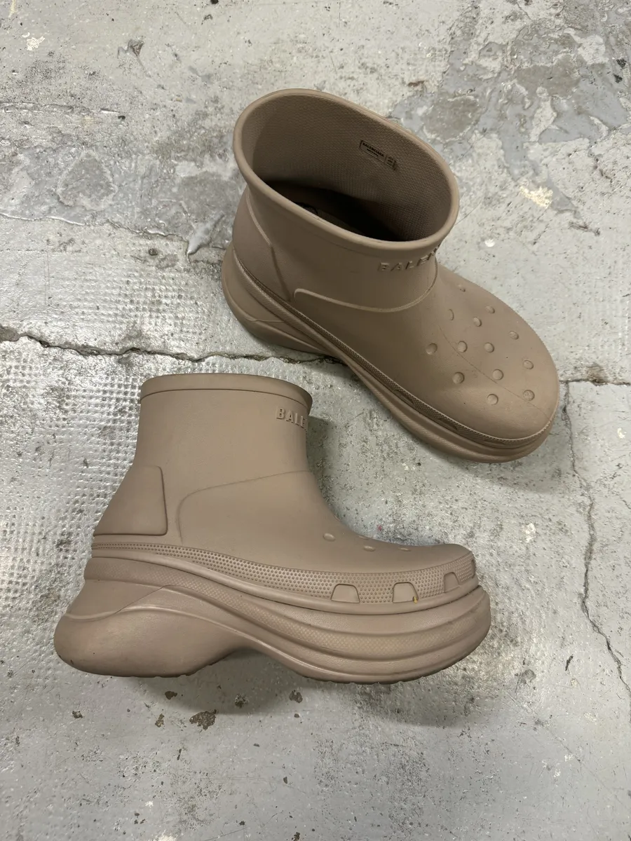 Balenciaga Mid Beige Crocs Platform Shoes - Image 7