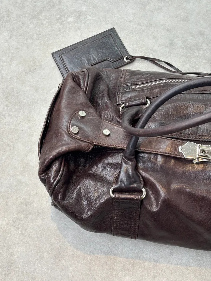 Balenciaga Motocross Giant Brown Leather Duffle Bag - Image 10