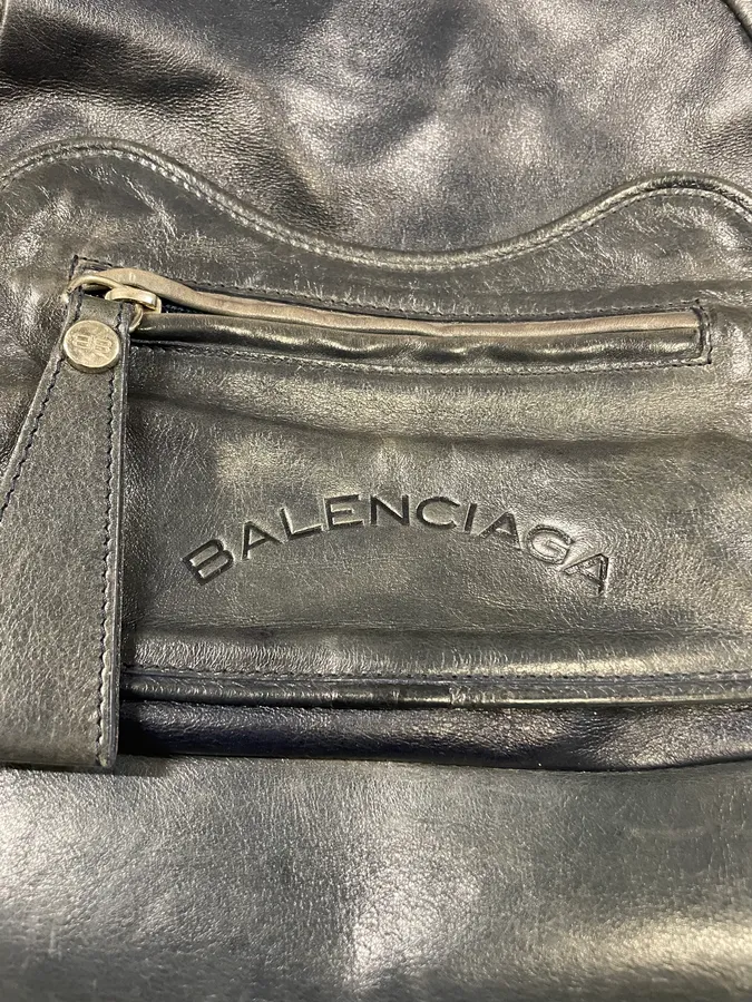 Balenciaga Navy Blue Leather Bag - Image 4