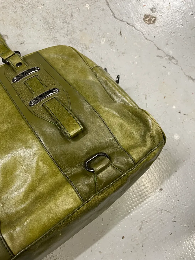 Balenciaga Olive Green Premium Leather Handle Bag - Image 8