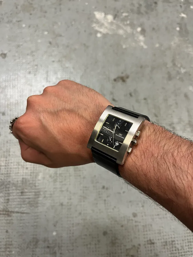 Balenciaga Paris Black Leather Minimalist Watch - Image 2