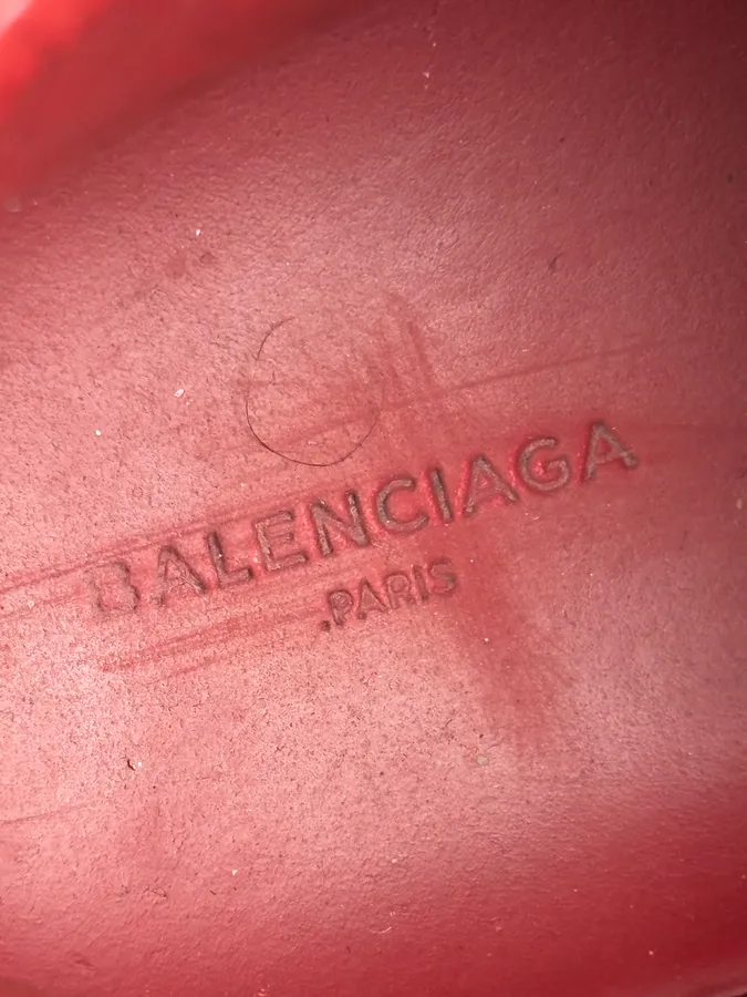 Balenciaga Red Cracked Leather Arena High Sneakers - Image 16