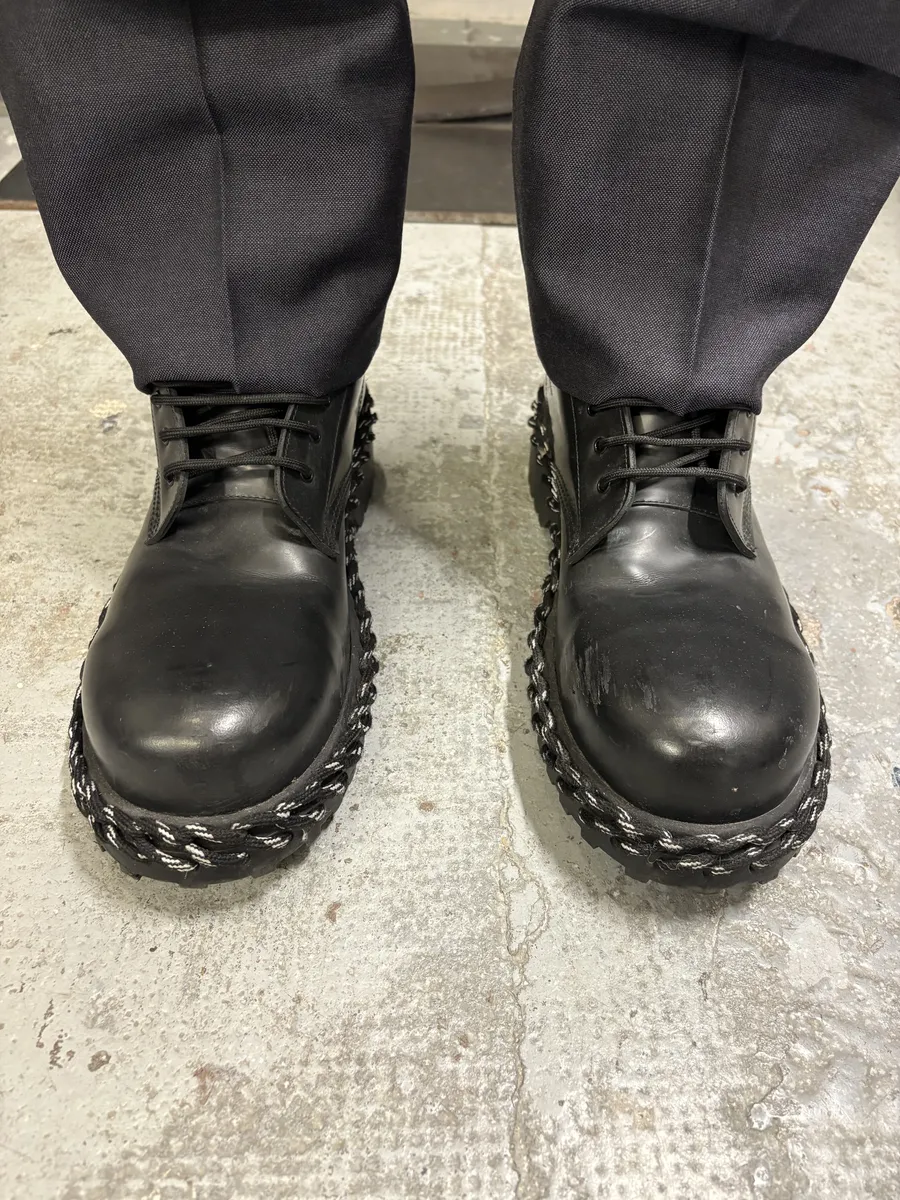 Balenciaga Rope Combat Leather Black Boots - Image 2
