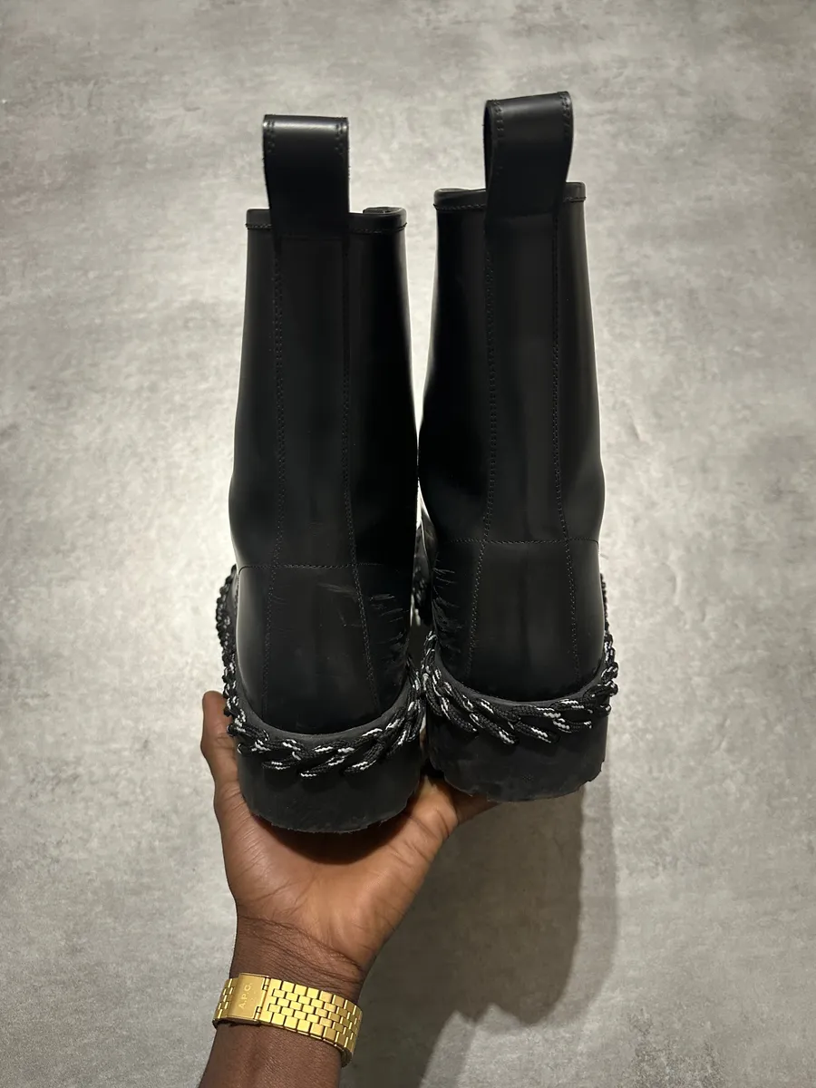 Balenciaga Rope Combat Leather Black Boots - Image 5