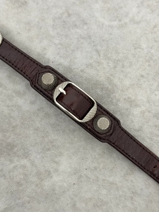 Balenciaga Studded Bordeaux Leather Bracelet - Image 5
