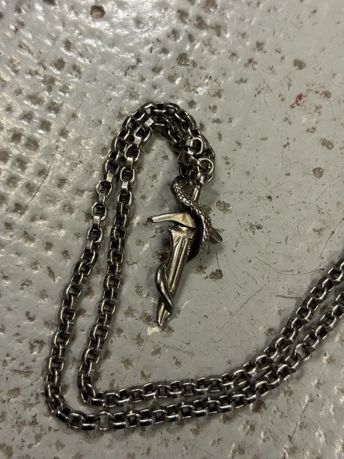 Balenciaga Sword Knight Goth Snake Pendant Necklace - Image 6