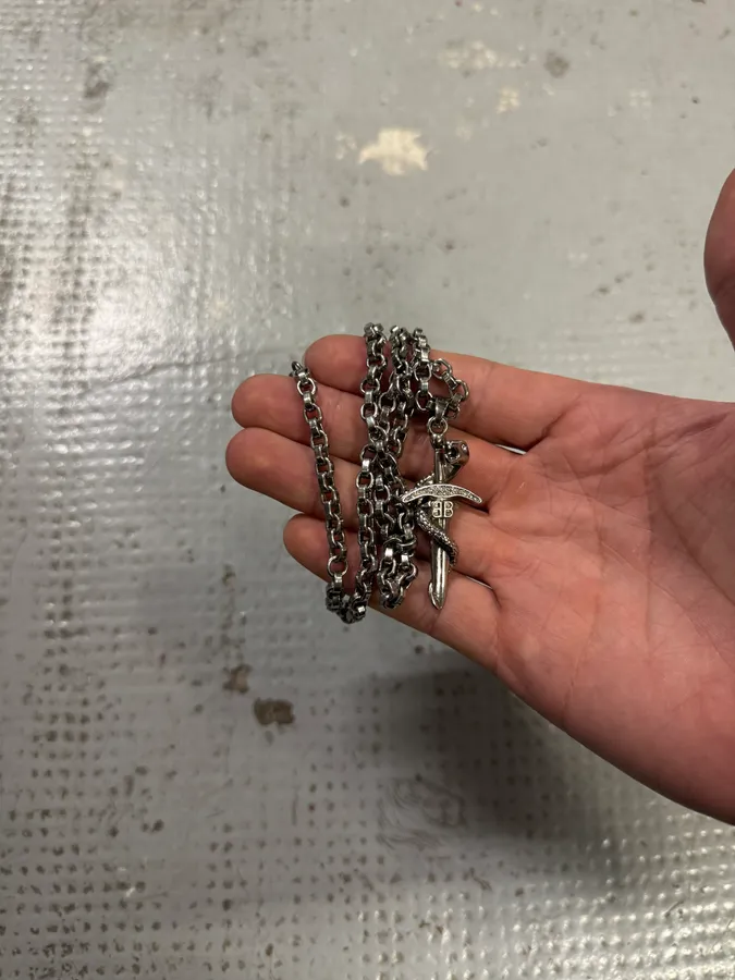 Balenciaga Sword Knight Goth Snake Pendant Necklace - Image 8
