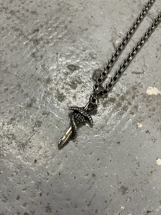 Balenciaga Sword Knight Goth Snake Pendant Necklace - Image 3