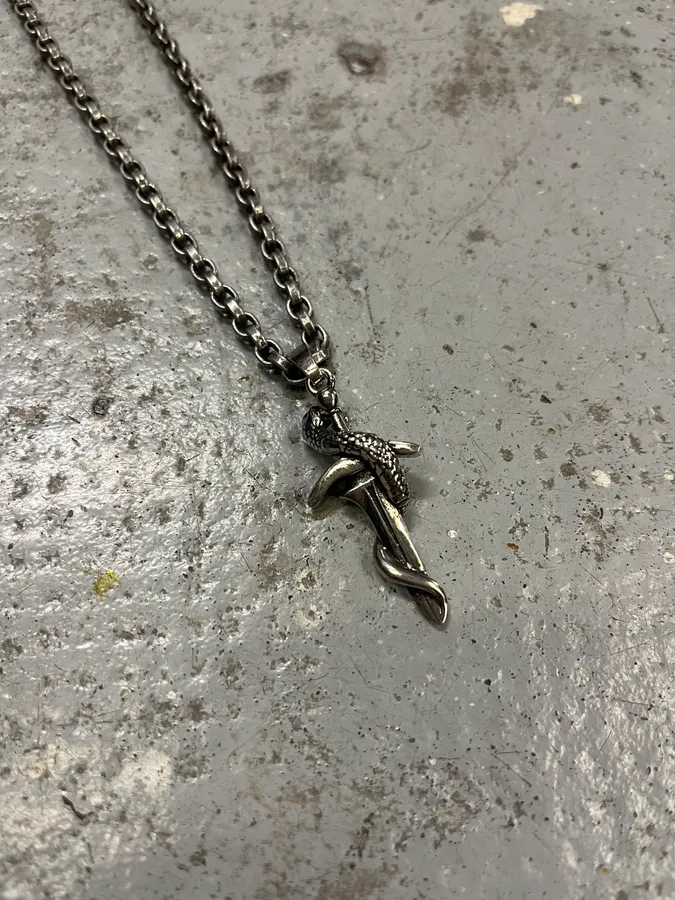 Balenciaga Sword Knight Goth Snake Pendant Necklace - Image 6