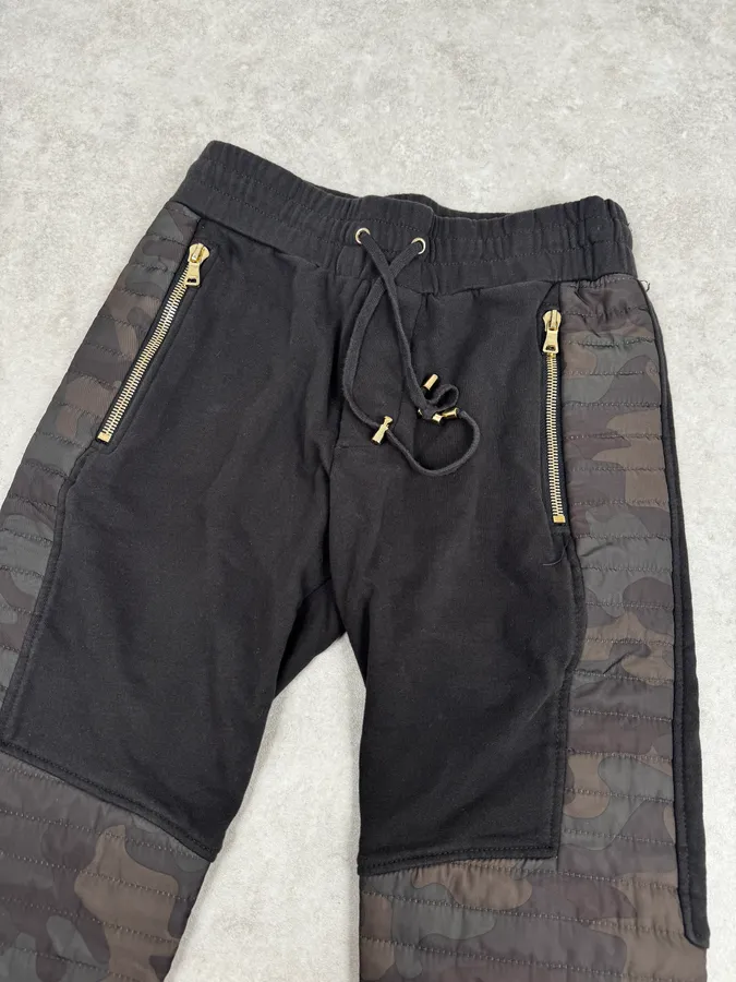 Balmain Black & Camo Padded Slim Jogger Pants - Image 6