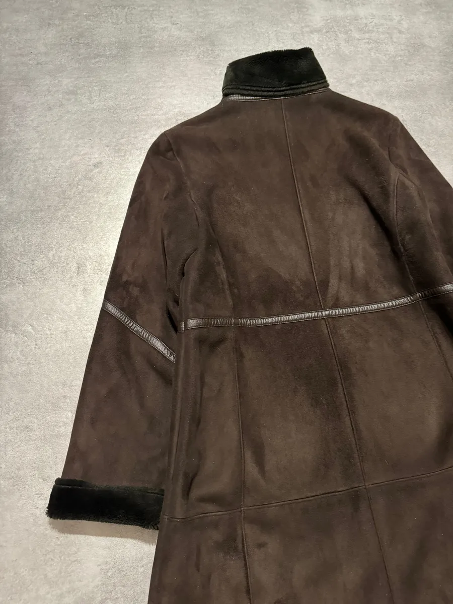 Balmain Brown Trench Suede Leather Fur Coat - Image 4
