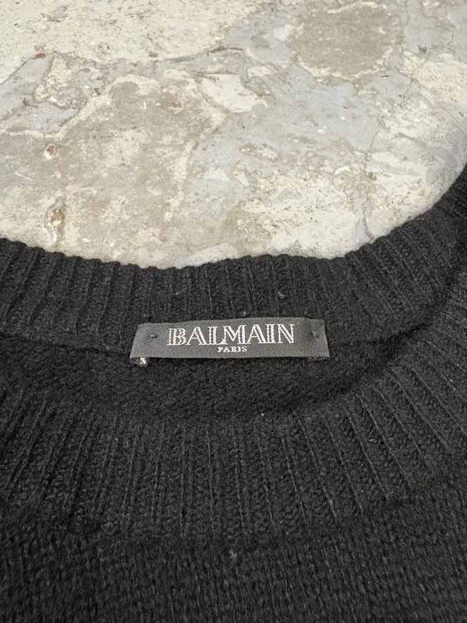 Balmain Buttoned Black Striped Sweater - Image 9