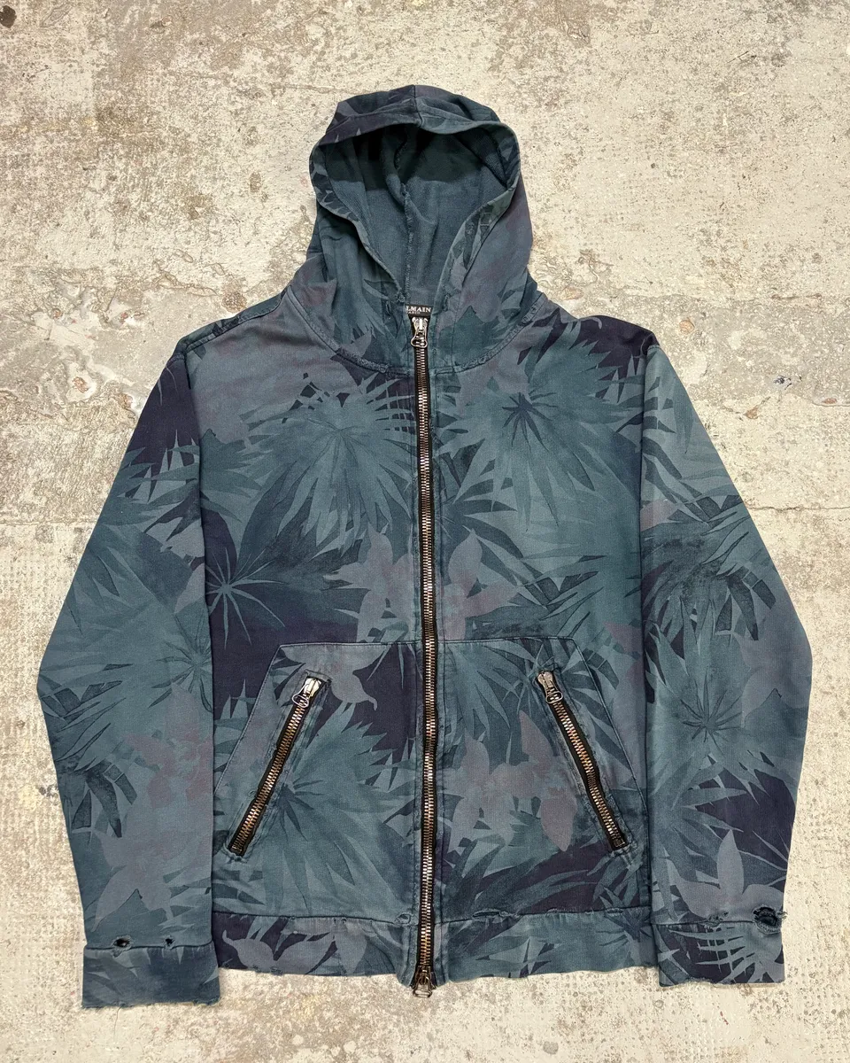 Balmain Flowers Blue Distressed Sweatshirt