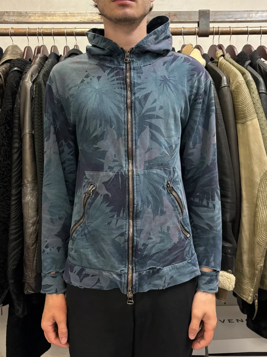Balmain Flowers Blue Distressed Sweatshirt - Image 2