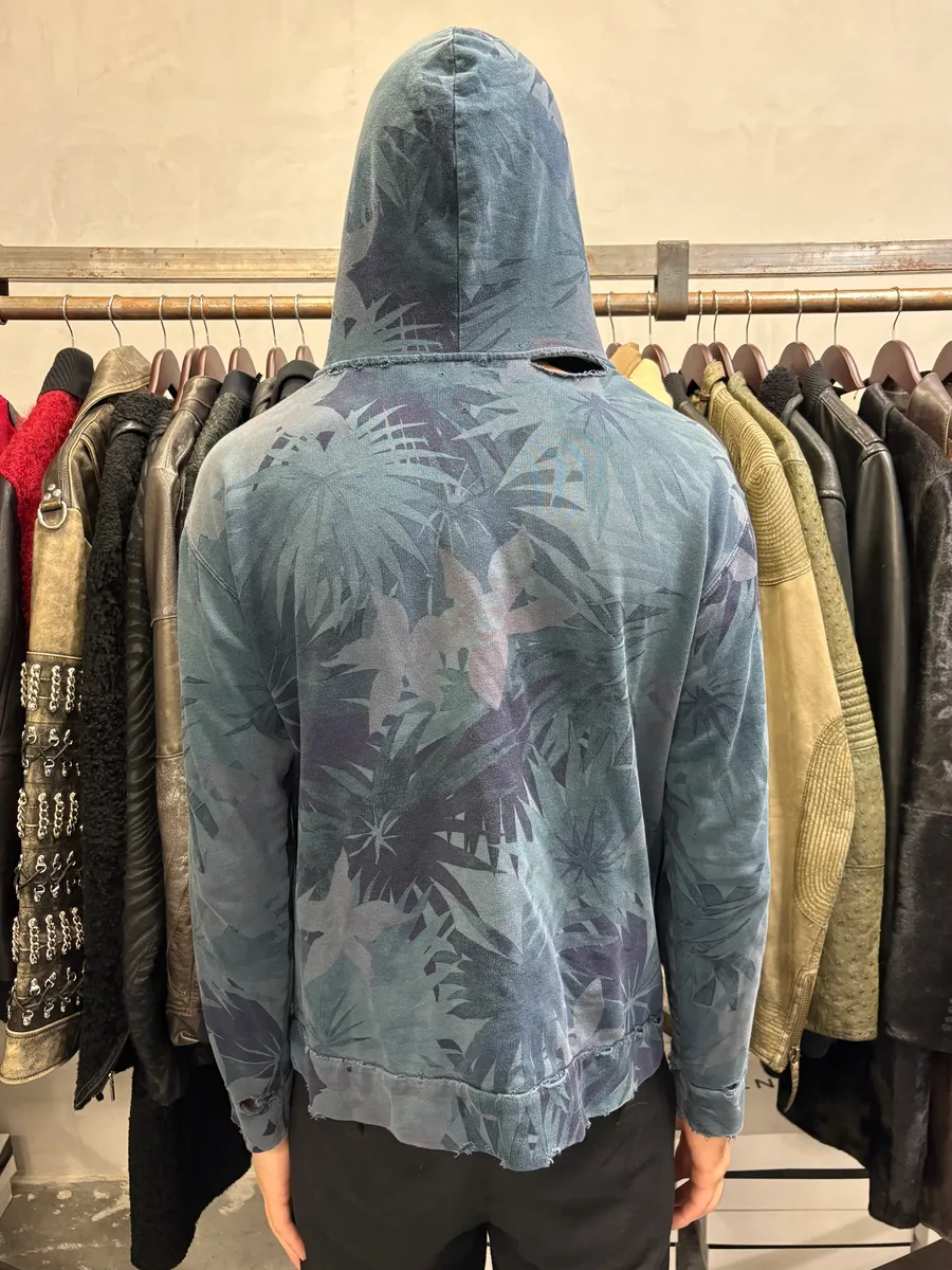 Balmain Flowers Blue Distressed Sweatshirt - Image 3