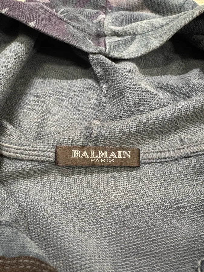Balmain Flowers Blue Distressed Sweatshirt - Image 9
