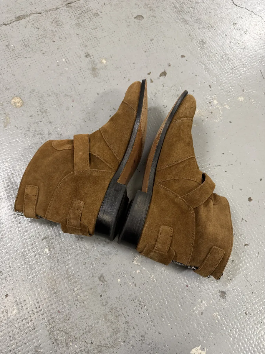 Balmain H&M Brown Suede Leather Buckled Boots - Image 10